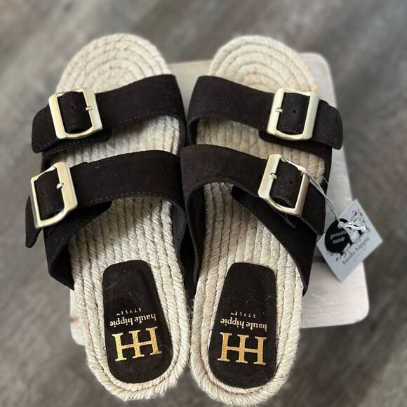 Haute Hippie Nikki Brown Buckle Sandals- Size 9.5 - Picture 3 of 6